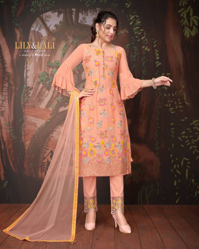 Lily And Lali Merina Fancy Heavy Net Festive Wear Designer Ready Made Suit Collection